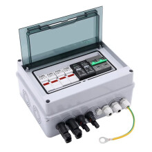 2X Solar Photovoltaic PV Combiner Box with Ground Wire Protection 2 in 1 Out DC600V Fuse MCB SPD Waterproof Box IP65