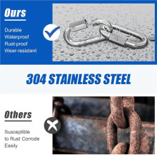 20PCS M6 2.3 Inch Quick Link Chain Connector, 304 Stainless Steel Carabiner, Small Locking Carabiner Clips