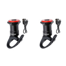 2X MEROCA Bicycle Tail Rear Light Auto Start Stop Brake USB Charge Cycling Taillight Bike Light Tube Black