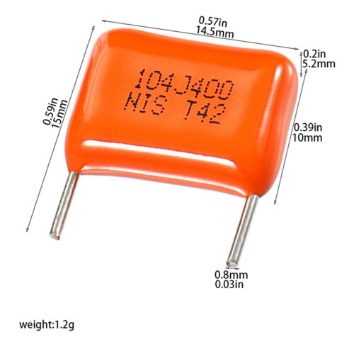 20 St 400V 104J Orange Droppkondensatorer för Gitarrtonkondensator för Elgitarr och Bas
