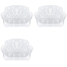 3X Canapé Gonflable Épais pour Camping en Plein Air, Chaise Gonflable pour Adulte, Tabouret Transparent en PVC