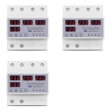 3X TOMZN 100A 3 Phase 3P+N Din Rail Phase Selector over and Under Voltage Current Protection Monitor Relays Protector