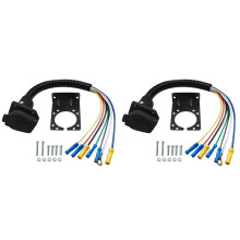 2X 7 Pin Trailer Plug,7 Way Trailer Light Connector Socket,7 Pin Truck Plug Quick Converter with Mounting Bracket