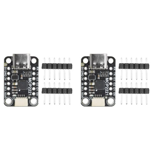 2X MCP2221A USB to GPIO ADC/I2C Adapter Module TYPE-C Interface Signal Processing Board for OLED Display Sensor PWM