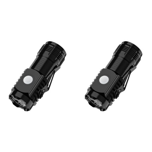 2X  Lanterna LED 14500 USB-C Recarregável Tática com Base Magnética e Chaveiro