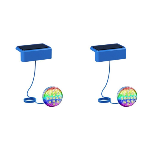 2X Solar Pool LED Light Solar Swimming Pool Underwater Light Remote Control IP68 Waterproof RGB Color Timer
