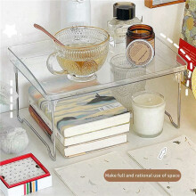2X Acrylique Transparent Boîte de Rangement de Bureau Étudiant Dortoir Bureau Rack de Stockage Ménage Pliable Surélévation Rack