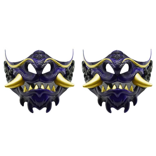 2X Halloween Japanese Samurai  Devil Mask Halloween Devil  Role Playing Horror Devil  Thick Mask 1