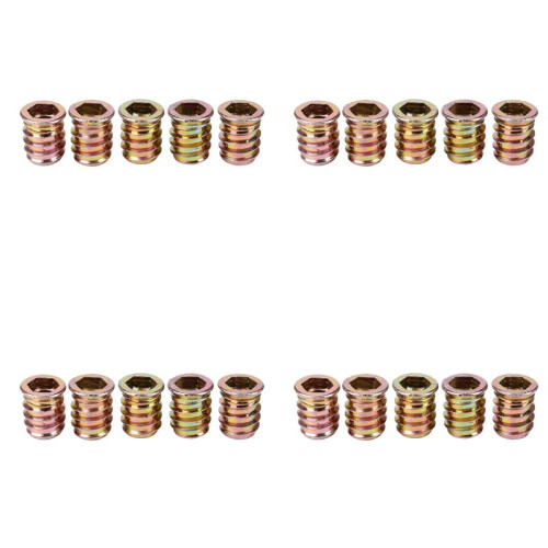 Set of 20 Threaded Insert M10 X 20 mm for Wood