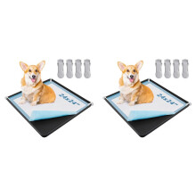 2X Dog Pee Pad Holder - Silicone Puppy Potty Tray with High and 8 Clamps for Training, Fits to 24x24inch Pads