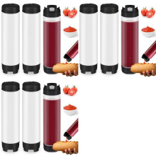 9 Pcs 16 Oz Condiment Squeeze Bottles Inverted Plastic Squeeze Bottle for Sauces Refillable Tip Large Valve Dispenser