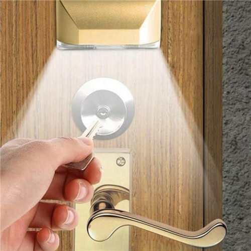 2X LED Intelligent Keyhole Light Lamp Door Lock Sensor Lamp - Battery Operated Auto Sensor Motion Detector with 4 LED 2
