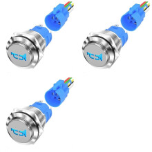 3pcs 16MM Horn Marine Horn Button 12V Waterproof Metal Air Horn Push Button for Auto Train Boat