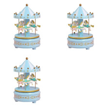 3pcs Luxury Carousel Music Box 4 Horses Rotate Rotation Romantic Luxury Carousel Toys Handwork Music Box Gifts