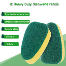 Heavy Duty Dish Wand Brush Sponge Refills Replacement Heads for Kitchen Sink Pot Cleaning Dish Sponge (12 Pieces)