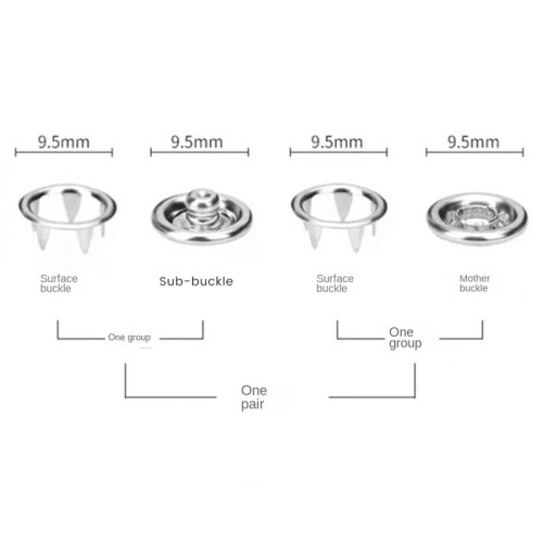 450 Sets Snap Button 9.5Mm Metal Silver Snaps Buttons for Sewing and Crafting, Open Snap Button Snap Fasteners Kit 1