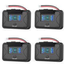 4X 78W 4 Port 12V USB Outlet Wall Mount, Dual 36W PD & Dual 18W QC3.0 Mount Charger Socket Panel with Button