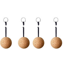 Porte-Clés Flottant en Liège 4 Pièces, Porte-Clés Boule en Bois Flottant pour Accessoires de Sports Nautiques Natation Plongée Pêche Natation