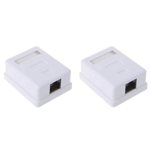 2X New Cat6 RJ45 8P8C Wall Coupler Jack Adapter UTP Unshielded Single Port Desktop Mount Box for RJ45 Module Socket