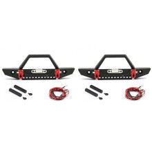 2X Metall Front Stoßstange mit LED Leuchten für 1/10 RC Crawler Auto Axial SCX10 II 90046 -4 TRX4