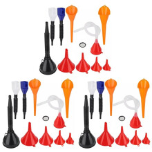 3X Automotive Funnels Set Plastic Long Neck Oil Funnels, Snap Funnel,Right Angle FunnelsWide Mouth Fuel Funnels