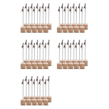 50 Pièces Porte-Mémo Base en Pin Pince à Message Porte-Notes Vertical pour Bureau Fête de Mariage Décoration de Maison Photos D'Anniversaire