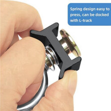 24PCS Single Stud Fitting L Track 4,000LB Capacity with Stainless Steel Round Aluminum Keeper Cargo Control,Black