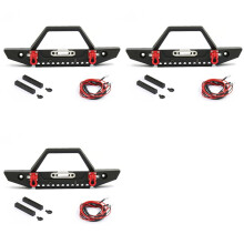 3X Metall Front Stoßstange mit LED Leuchten für 1/10 RC Crawler Auto Axial SCX10 II 90046 -4 TRX4