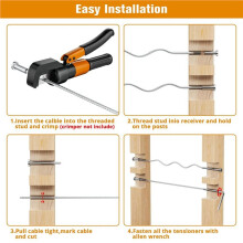 Invisible Cable Railing Kit -100Pc 1/8In T316 Stainless Steel Invisible Receiver Swage Stud End for 2In X 2In Metal Post
