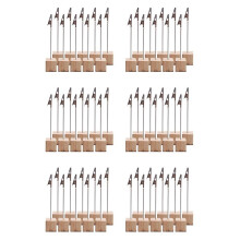 60 PCS Memo Holder Pine Base Message Clip Vertical Note Holder for Office Wedding Party House Decoration Birthday Photos