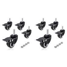 Casters Wheels, Casters Set of 8 Heavy Duty - Threaded Stem Mount (5/16in) Swivel Casters with Brake, for Cart Furniture