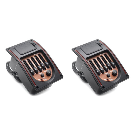 2X Plast 5-Bands Tonkontroller EQ Equalizer Tuner Piezo Pickup Akustisk Gitarr Pre-Wired Preamp Gitarrdelar Tillbehör