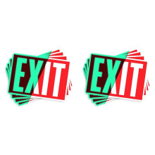 Exit Sign Stickers -Glow in the Dark - 8 Pcs, 12 Inch By 7 Inch - Illuminated Emergency Exit Signs for Office