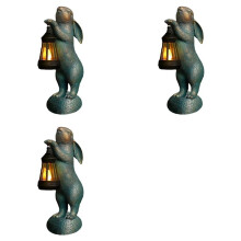 3X Garden Statue Solar Lantern Outdoor Animal Figurine Yard Lawn Ornaments Gift Easter