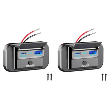 2X 12-24V QC3.0 PD3.0 Quick Charger with Fast Charging USB Power Panel for Motorcycle Car Truck ATV