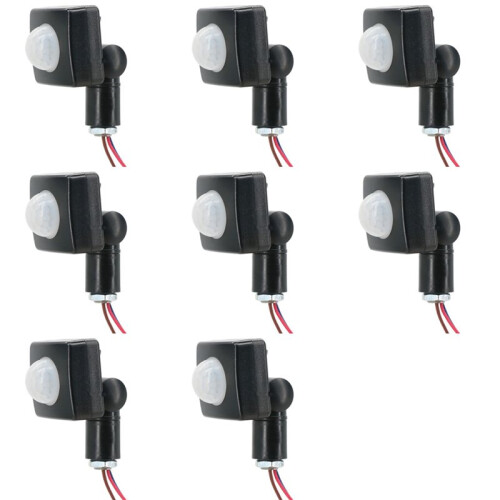 8X 220V  Human Body Infrared Sensor Infrared Body Sensor  LED Flood Light PIR Motion Sensor Adjustable Black