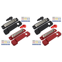2 Ensemble 12 Bornier de Distribution Barre Omnibus  48 V 12P Barres de Câblage Barre Omnibus avec Couvercles + Bornes à Anneau pour Yacht RV