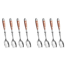 8-Delige Metalen Lepelsset, Roestvrijstalen Saladelepels met Bakelieten Handvat, Saladevorken Spork voor Salade, Fruit, Dessert