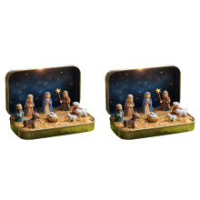 2X Small Nativity Scene - Pocket Christmas Nativity Scene Set Small 3D Holy Figurines Religious Ornament Christmas