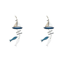 2X Pingente de Madeira Estilo Marinho Oceano Vento Artesanato Peixe Pequeno Acessório Inovador Decoração de Parede-B