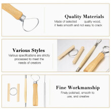 36PCS Clay Sculpting Tool Set - Easy to Use Trimming and Carving Tools with Sturdy Wooden Handles