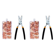 500pcs Copper Connecting Pipe Wire Joint Small Copper Tube Terminal Cable Lug Bootlace Ferrule Kit W/Crimping Pliers
