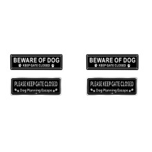 4X Beware of Dog Sign, Aluminum, Keep Gate Closed Sign for Fence or Gate Aluminum Metal Sign, Reflective, Fade Resistan