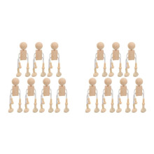 14Pcs Blank Wooden Cartoon Figure: DIY Painting Robot Figures Joint Figures Robot Peg Doll for DIY