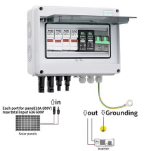 3X Solar Photovoltaic PV Combiner Box with Ground Wire Protection 2 in 1 Out DC600V Fuse MCB SPD Waterproof Box IP65
