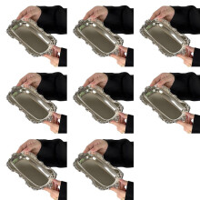 8X Vintage Embossed Stainless Steel Tray Serving Platter for Desserts Jewelry Storage Snack Plate for Dining Table Decor
