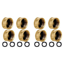 3/4inch Brass Garden Hose Cap with Washers, 8 Pack