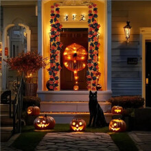 3X Artificial Maple Leaf Garland Autumn Decoration Leaves Autumn Garland Wedding Thanksgiving Dinner, A