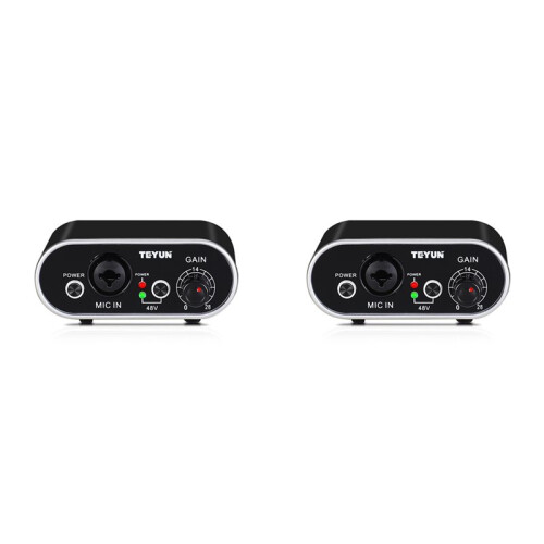 2X TEYUN Q3 28dB Microphone Amplifier Stage Microphone Preamplifier 48V Phantom Power for Dynamic/Condenser Microphones
