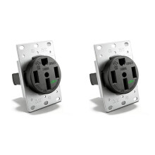 2X 50 Amp EV Charger Outlet, NEMA 14-50R EV Charging Receptacle Heavy Duty, 3-Pole 4-Wire 125/250V Flush Receptacle